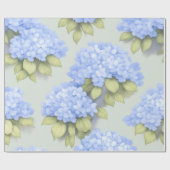 Blue Hydrangea Floral Wrapping Paper Geschenkpapier (Flach)