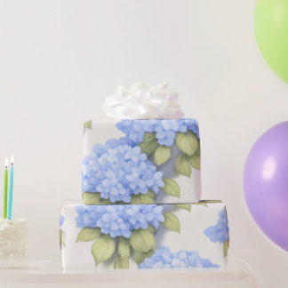 Blue Hydrangea Floral Wrapping Paper Geschenkpapier