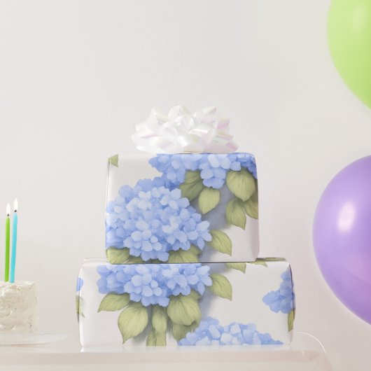 Blue Hydrangea Floral Wrapping Paper Geschenkpapier (Partygeschenke)