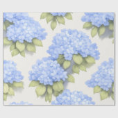 Blue Hydrangea Floral Wrapping Paper Geschenkpapier (Flach)