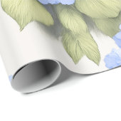 Blue Hydrangea Floral Wrapping Paper Geschenkpapier (Rolleneckpunkt)