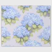 Blue Hydrangea Floral Wrapping Paper Geschenkpapier (Flach)