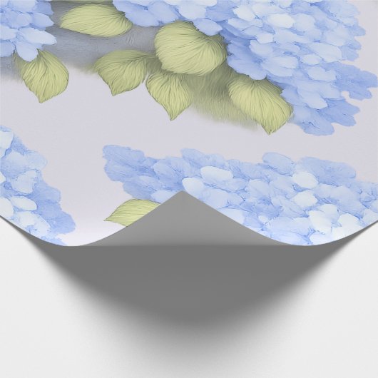 Blue Hydrangea Floral Wrapping Paper Geschenkpapier (Ecke)