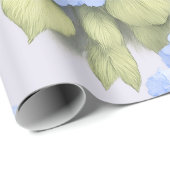 Blue Hydrangea Floral Wrapping Paper Geschenkpapier (Rolleneckpunkt)