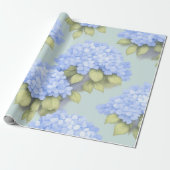Blue Hydrangea Floral Wrapping Paper Geschenkpapier (Ungerollt)