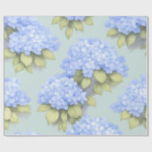 Blue Hydrangea Floral Wrapping Paper Geschenkpapier (Flach)