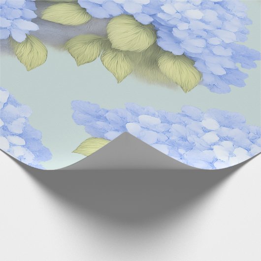 Blue Hydrangea Floral Wrapping Paper Geschenkpapier (Ecke)
