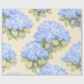 Blue Hydrangea Floral Wrapping Paper Geschenkpapier (Flach)
