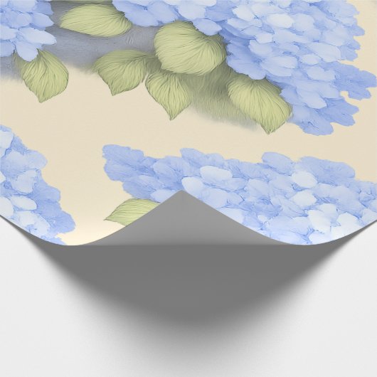 Blue Hydrangea Floral Wrapping Paper Geschenkpapier (Ecke)