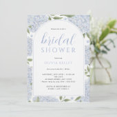 Blue Hydrangea Flower Arch Bridal Shower Einladung (Stehend Vorderseite)