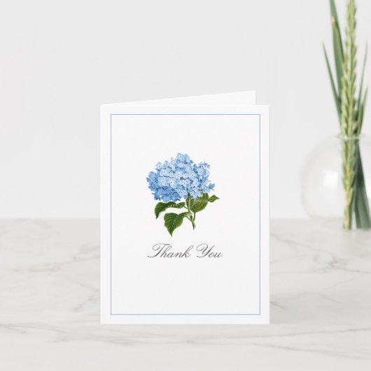 Blue Hydrangea Flower Baby Shower Baby Photo Dankeskarte (Vorderseite)