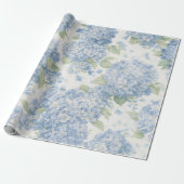 Blue Hydrangea Flower Blooms Gift Wrap Geschenkpapier (Ungerollt)