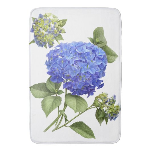 Blue Hydrangea Flower Botanical Art Badematte (Vorderseite Vertikal)