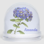 Blue Hydrangea Flower Botanical Art Personalized Schneekugeln (Vorderseite)
