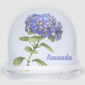 Blue Hydrangea Flower Botanical Art Personalized Schneekugeln (Rückseite)