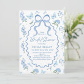 Blue Hydrangea Flower Bridal Shower Invitation Einladung (Stehend Vorderseite)