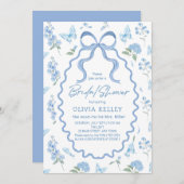 Blue Hydrangea Flower Bridal Shower Invitation Einladung (Vorne/Hinten)