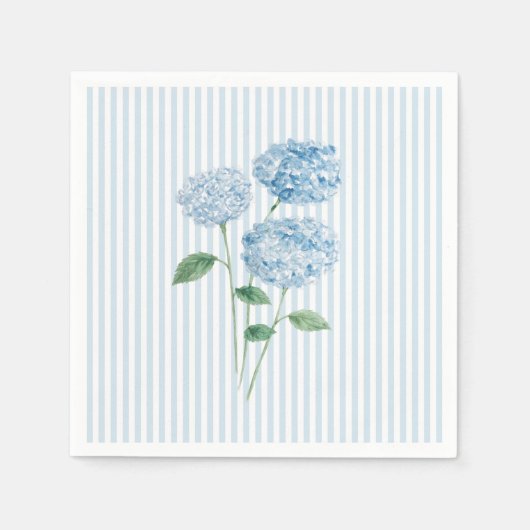 Blue Hydrangea Flower Custom Wedding Blue Stripe Serviette (Vorderseite)