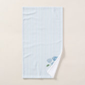 Blue Hydrangea Flower Painting Blue Stripe Badhandtuch Set (Handtuch)