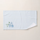 Blue Hydrangea Flower Painting Blue Stripe Badhandtuch Set (Handtuch)