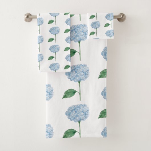 Blue Hydrangea Flower Painting Pattern Badhandtuch Set (Insitu)