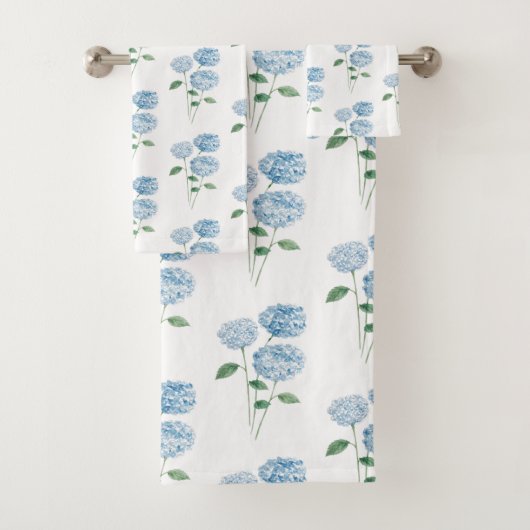Blue Hydrangea Flower Painting Pattern Badhandtuch Set (Insitu)