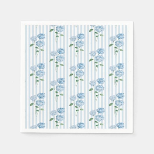 Blue Hydrangea Flower Shower Blue Stripe Serviette (Vorderseite)