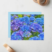 Blue Hydrangea Flowers Floral Art Note Card Set Mitteilungskarte (Vorderseite/Rückseite Beispiel)