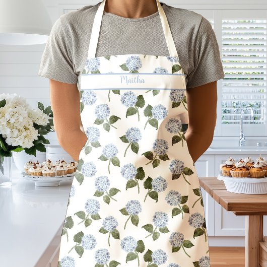 Blue Hydrangea Flowers Watercolor Apron Schürze