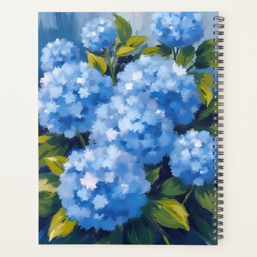 Blue Hydrangea Flowers Watercolor Floral Planer (Rückseite)