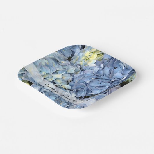 Blue Hydrangea Flowers Wedding Pappteller (Gewinkelt)