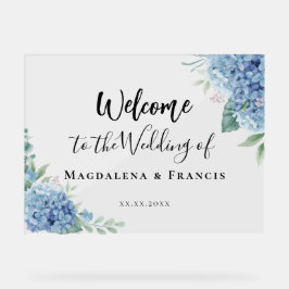 Blue Hydrangea flowers wedding welcome Acrylschild