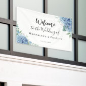 Blue Hydrangea flowers wedding welcome Banner (Äußeres Gebäude)
