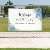 Blue Hydrangea flowers wedding welcome Banner (Insitu)