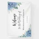 Blue Hydrangea flowers wedding welcome Banner (Vertikal)