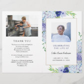 Blue Hydrangea Folded Funeral Program Template Flyer (Vorne)