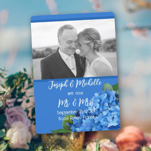 Blue Hydrangea Foto Hochzeitsankündigung Einladung