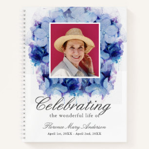 Blue Hydrangea Foto Memorial Funeral Gästebuch Notizblock