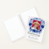 Blue Hydrangea Foto Memorial Funeral Gästebuch Notizblock (Innenseite)