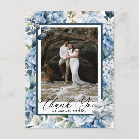 Blue Hydrangea | Foto Vielen Dank Postkarte (Vorderseite)