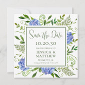 Blue Hydrangea Foto Wedding Save The Date (Vorderseite)