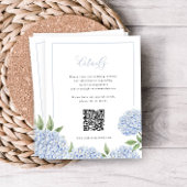 Blue Hydrangea Frame Calligraphy Detail QR Code Begleitkarte