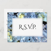 Blue Hydrangea Frame Wedding RSVP Response Einladungspostkarte (Vorne/Hinten)