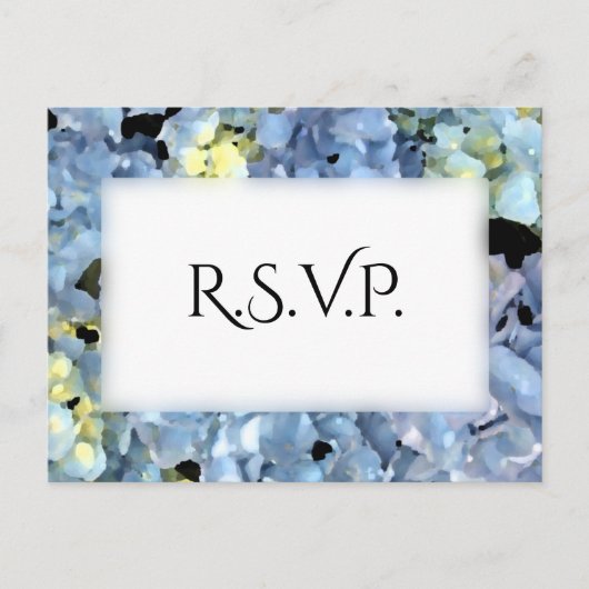 Blue Hydrangea Frame Wedding RSVP Response Einladungspostkarte (Vorderseite)