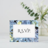 Blue Hydrangea Frame Wedding RSVP Response Einladungspostkarte (Stehend Vorderseite)