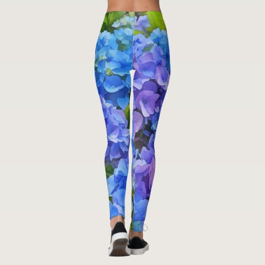Blue Hydrangea Garden Art Leggings (Rückseite)