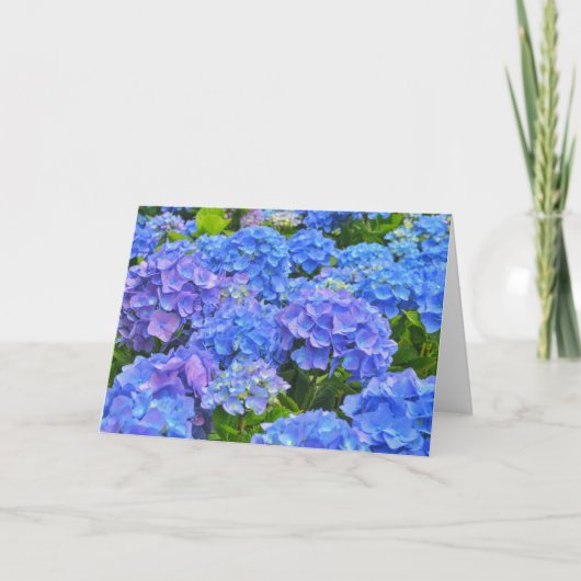 Blue Hydrangea Garden Art Note Card Karte (Vorderseite)