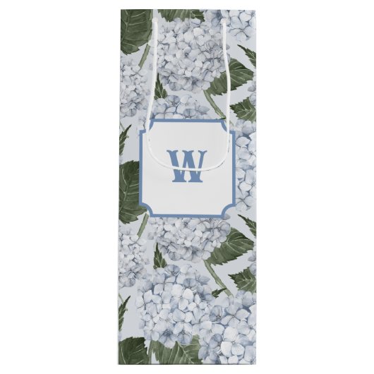 Blue Hydrangea Garden Floral  Geschenktüte Für Weinflaschen (Vorderseite)