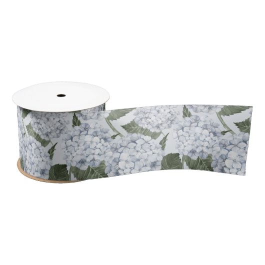 Blue Hydrangea Garden Floral Satinband (Spule)