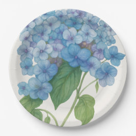 Blue Hydrangea Garden Party Paper Plate | Elegant  Pappteller